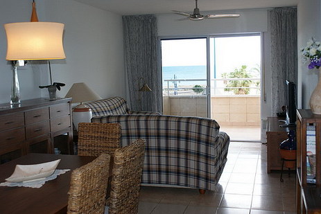 Salon salle à manger avec vues mer, Appartement Peñiscola Azahar, Peñiscola